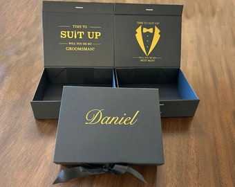 Custom Gift Box With Magnetic & Ribbon, Personalized Paper Gift Box, Wedding Gift Box,Groomsman box, Bridesmaid Proposal, Birthday Gift box