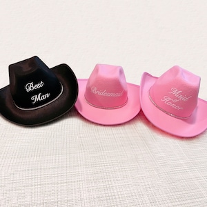 Bridesmaid,Maid of honor,Best Man Cowboy Hat, Wedding Party Hat,Nashville Bachelorette Party, Rhinestone Cowgirl Hat