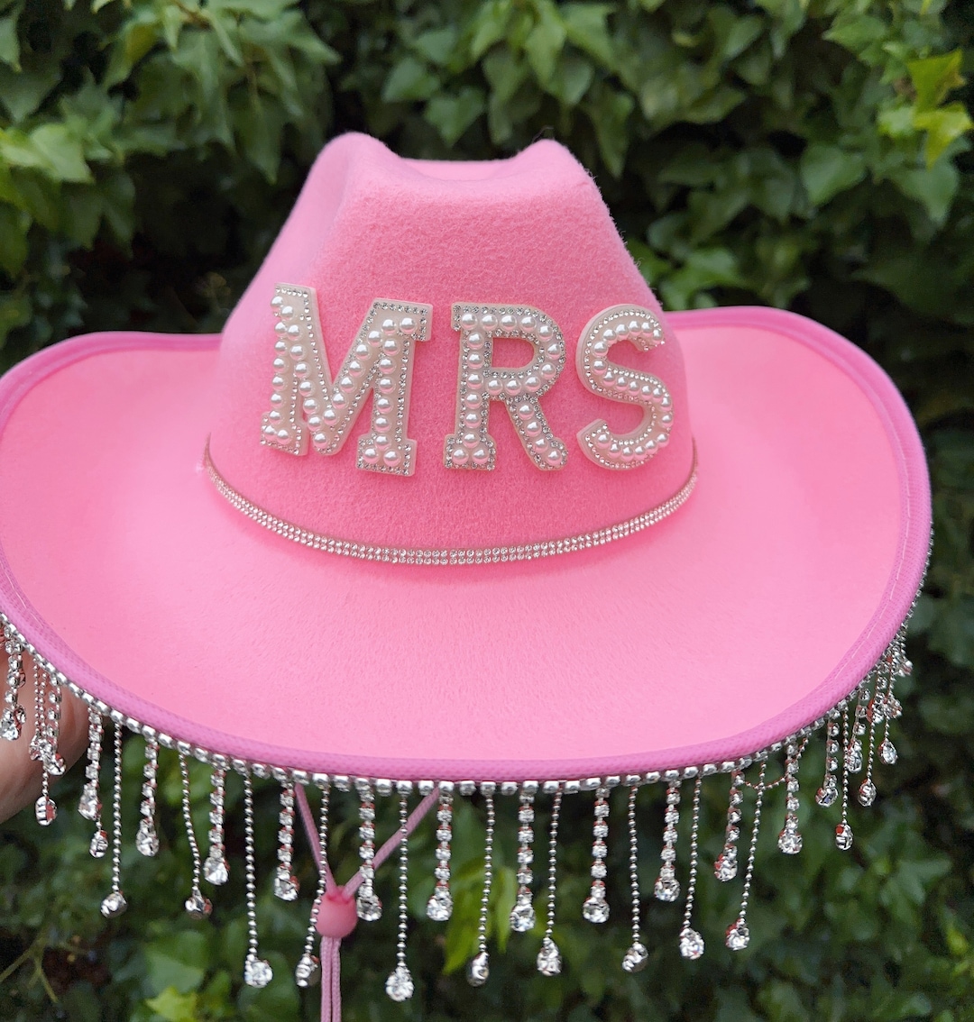Mrs.bride Rhinestone Fringe Cowgirl Hat, Nashville  display picture 2