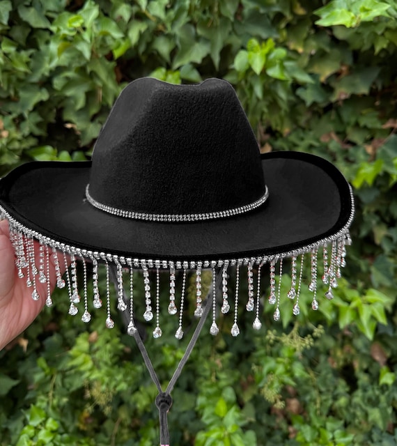 Black Bride Hat, Bridal Shower Hat, Cowboy Wedding, Black  display picture 2