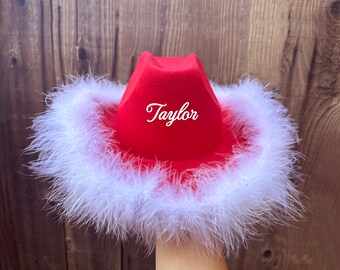 Personalised Cowboy with Letters and feather boa.