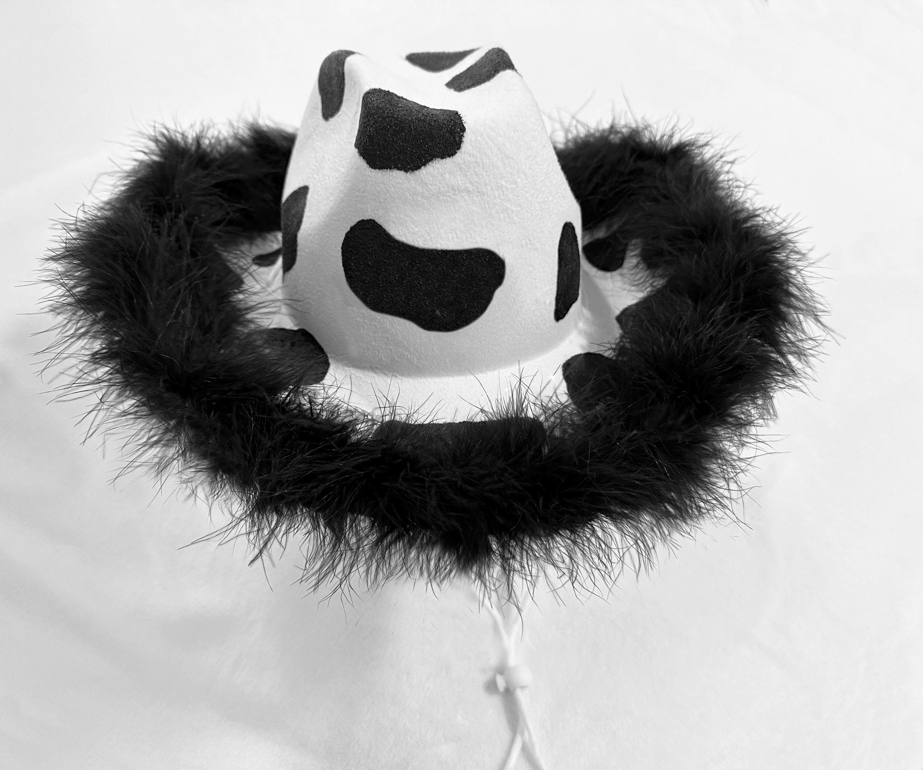 Cowprint Cowboy Hat with Steer Concho Cow Print Cowboy Hat – Ruby Clay Company main image 2
