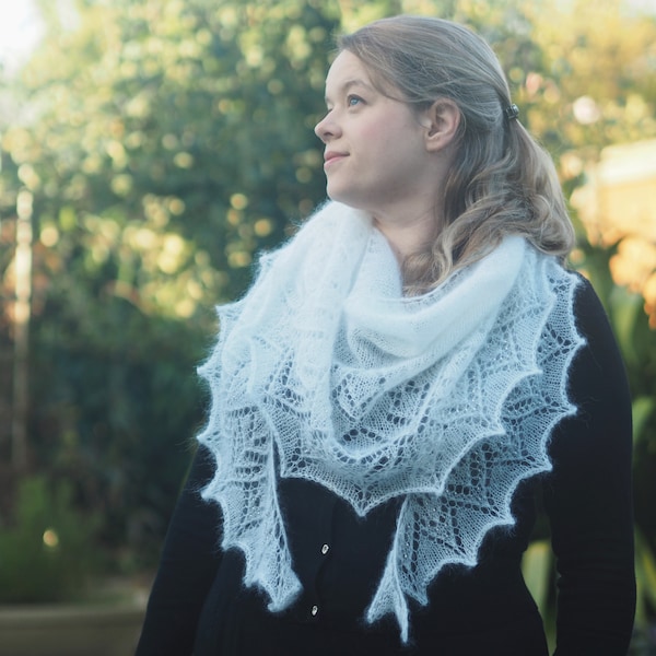 Ammil - Knitting Pattern (Digital format - PDF) - Wintery crescent mohair shawl