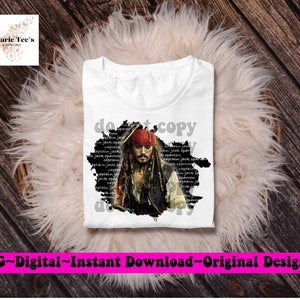 Captain Jack Sparrow - Johnny Depp - Pirates Of The Caribbean - sublimation - Screen Print Transfer - Transparent Background - PNG
