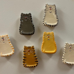 Ceramic cat magnets tabby, Bengal, American shorthair, striped tabby. Cat refrigerator magnets are perfect for any cat mom or cat lover. image 9
