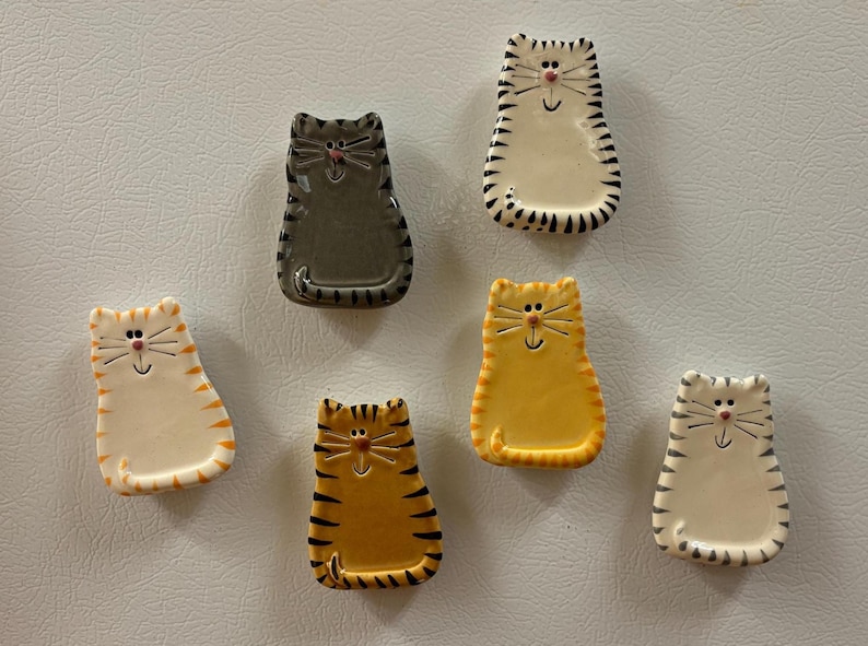 Ceramic cat magnets tabby, Bengal, American shorthair, striped tabby. Cat refrigerator magnets are perfect for any cat mom or cat lover. image 9