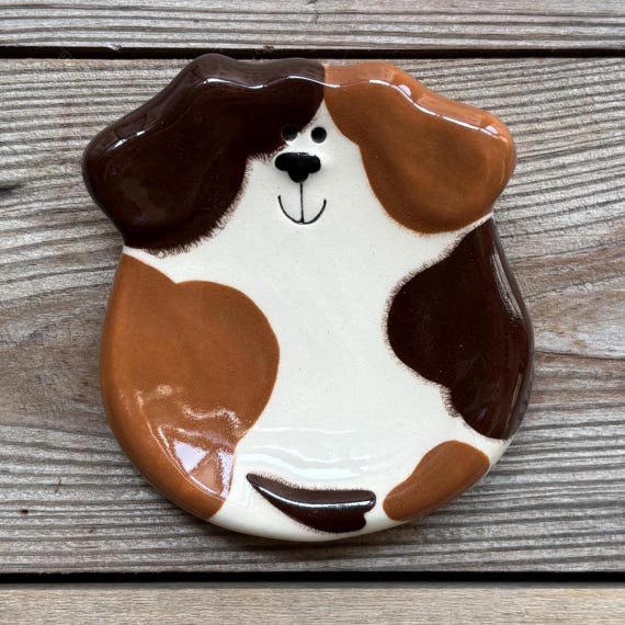 Repose-cuillère En Céramique Motif Chiens - Décoré à La Main Au Royaume-Uni - Lave-vaisselle Et Micro-ondes