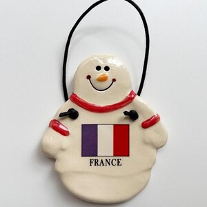 Country Flag Snowman, France/ Germany/ Greece/ Iceland, travelling gift ideas, tourist decor, travel memorabilia