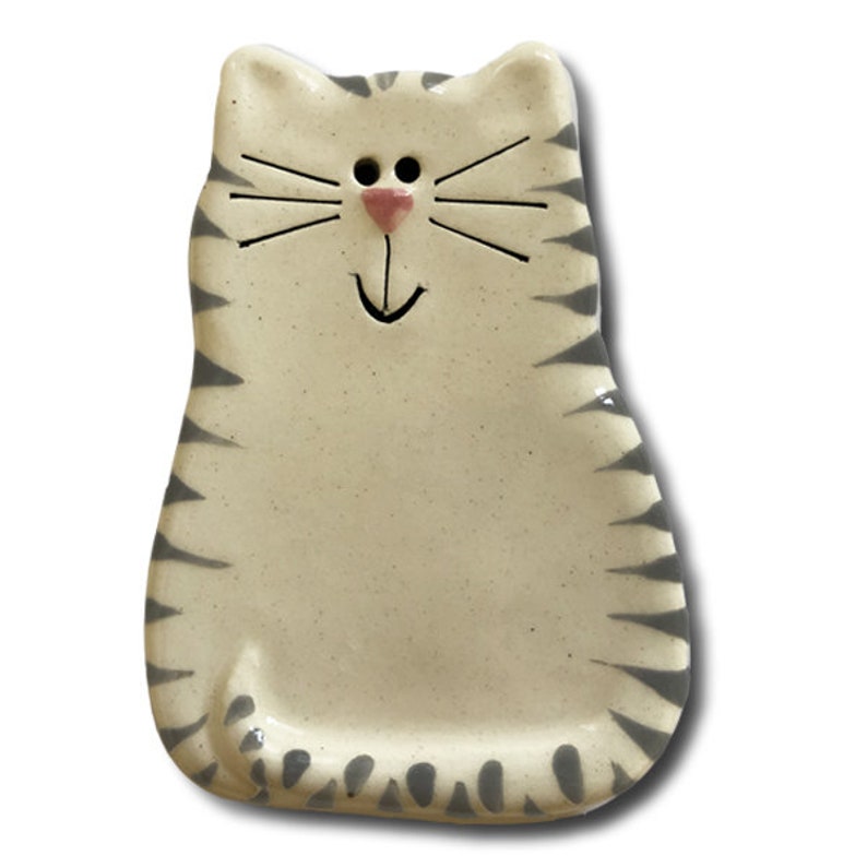 personalized white and black tiger cat magnet by august ceramics