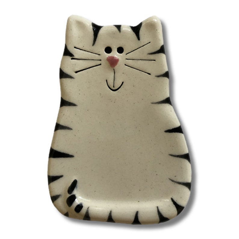 personalized white and black tiger cat magnet by august ceramics