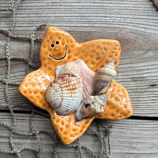 Starfish spoon rest, tea bag holder, soap dish or seashell holder. This Starfish dish is the perfect addition to seashore bathroom decor