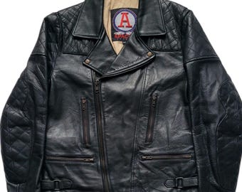 Rare Vintage 80s TT Leathers Essex Distressed Leather Motorcycle