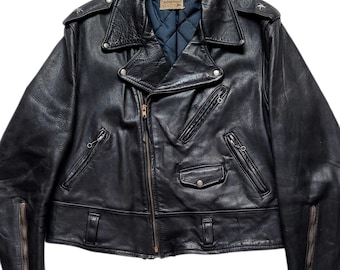 Very Rare Retro Vintage 50s Durable Sportswear Co. One Star Horsehide Leather Motorcycle Jacket Made In USA