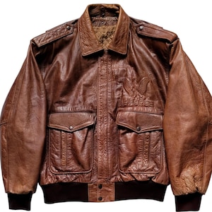 Original Rare Vintage 90s U.S. Force A-2 Type Flight/Bomber Leather Pilot Jacket