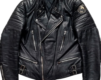 Rare Vintage 80s Josef Wormland Motorcycle Punk Leather Jacket