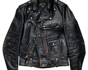 Original Rare Retro Vintage 50s Buco aka Joseph Buegeleisen Co. J-24L D-Pocket Steerhide Leather Motorcycle Jacket Made In USA
