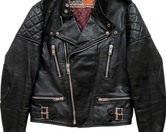 Rare Vintage 80s TT Leathers Essex Distressed Leather Motorcycle