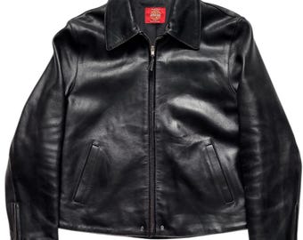 Large Vintage 90s GAP A-2 Style Bomber Black Leather Jacket