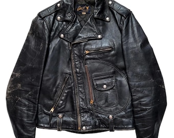 Original Rare Retro Vintage 50s Buco aka Joseph Buegeleisen Co. J-24L D-Pocket Steerhide Leather Motorcycle Jacket Made In USA