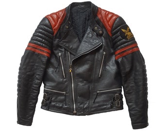 Original Rare Vintage 70s Moto Cuir Paris Motorcycle Cafe Racer Horsehide Leather Jacket Made In France