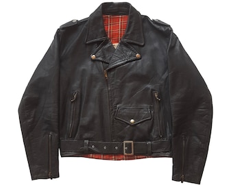 Large / Size 46 70s Sears Motorcycle Jacket / Black Leather Large / Size 46 70s Sears Motorcycle Jacket / Black Leather