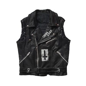 Original Rare Vintage 80s GAZA 9626 Logo Anticlérical Gilet En Cuir Personnalisé