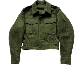 Original Rare Retro Vintage 50s Neirynck-Holvoet Lendelede Dutch Army Cropped Wool Military Bomber Jacket Made In Holland