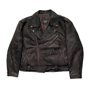 Rara giacca da motociclista oversize in pelle nabuk oliata stile Vera Pelle Perfecto vintage anni &#39;90 Made in Italy