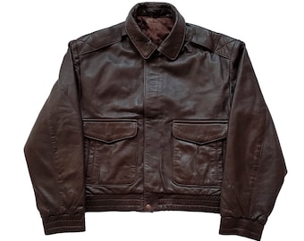 80s A-2 real leather bomber jacket vtp m 80s Vtg A-2 real leather bomber jacket l
