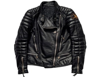 Original Rare Vintage 70s Moto Cuir Paris Cafe Racer Motorcycle Leather Jacket Made In France