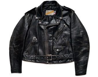 Original Rare Vintage 90s Schott NYC Custom 118 Perfecto Retro Style Distressed Leather Motorcycle Jacket Made In USA