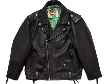 Original Rare Vintage 90s Avirex Classics Marlboro Patched Perfecto Leather Motorcycle Jacket