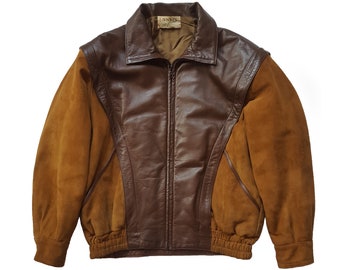 Original Rare Vintage 80s Lanvin Sport Suede & Leather Bomber Jacket Made In Spain