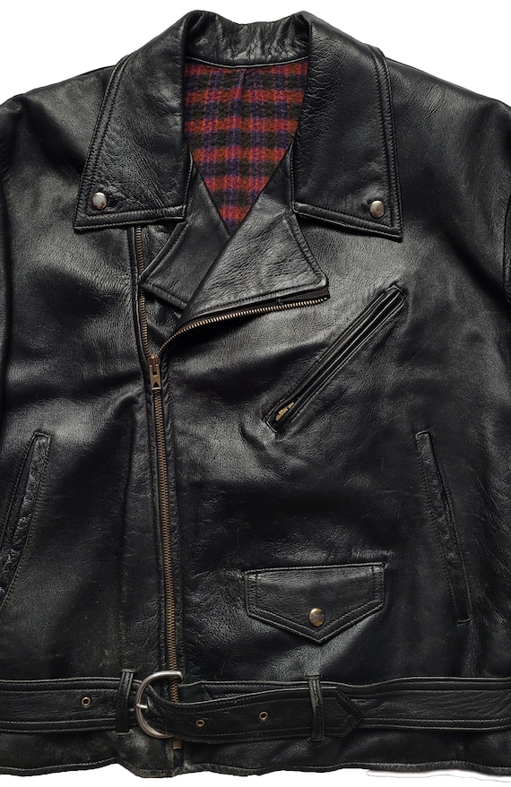 Original Rare Retro Vintage 60s French Motorcycle Patched Leather
