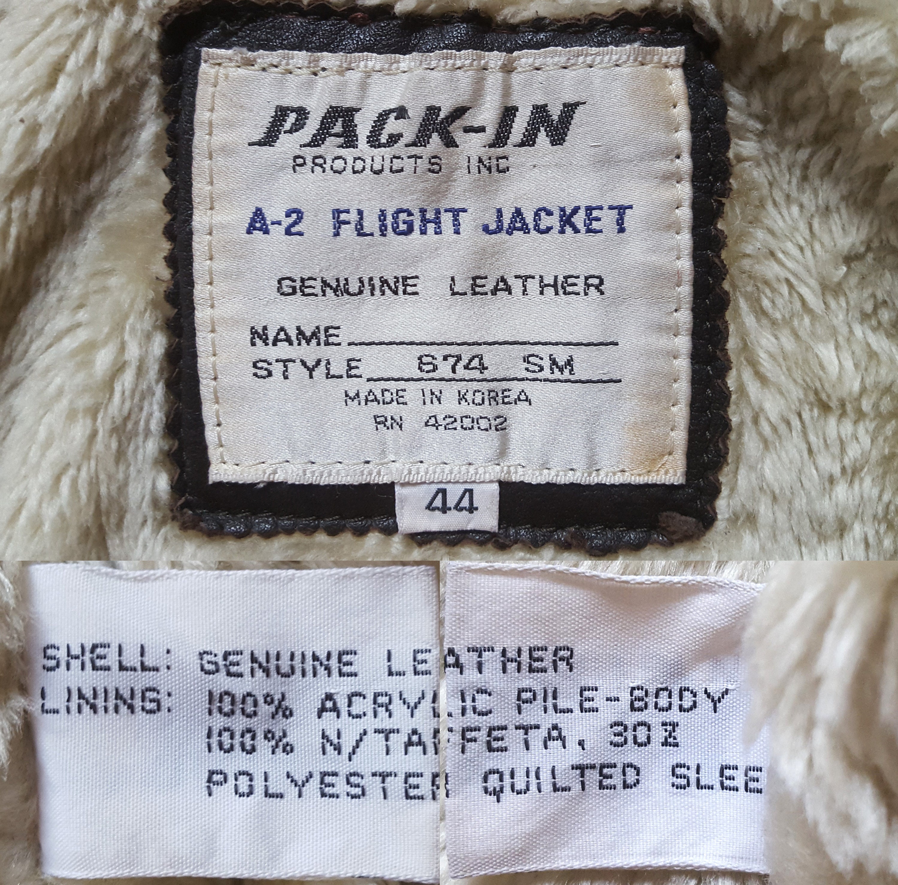 Rare Vintage 70s Pack-in Products Inc. A-2 674 SM Flight Pilot Bomber ...