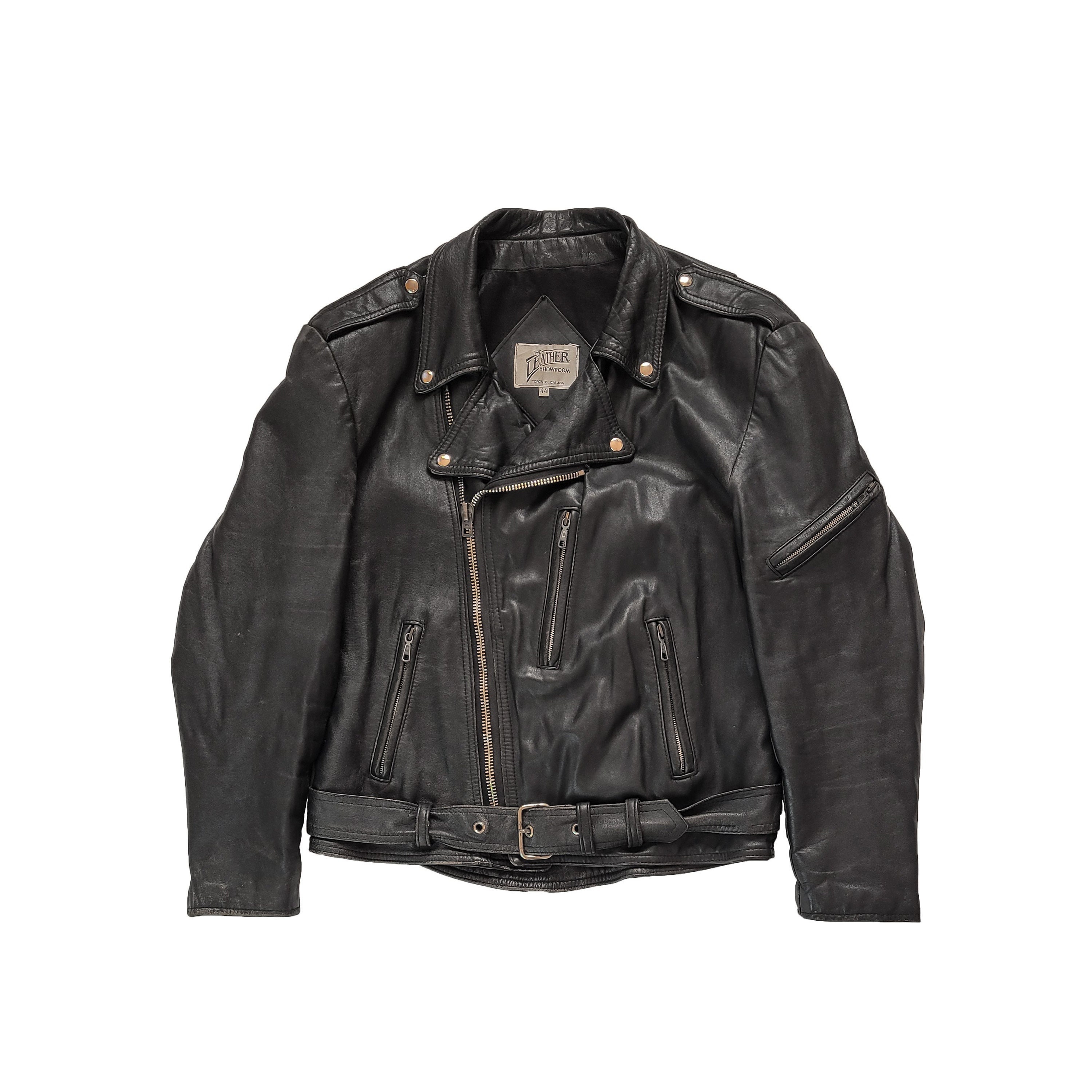 Distressed Leather Oversized Motorcycle Jacket