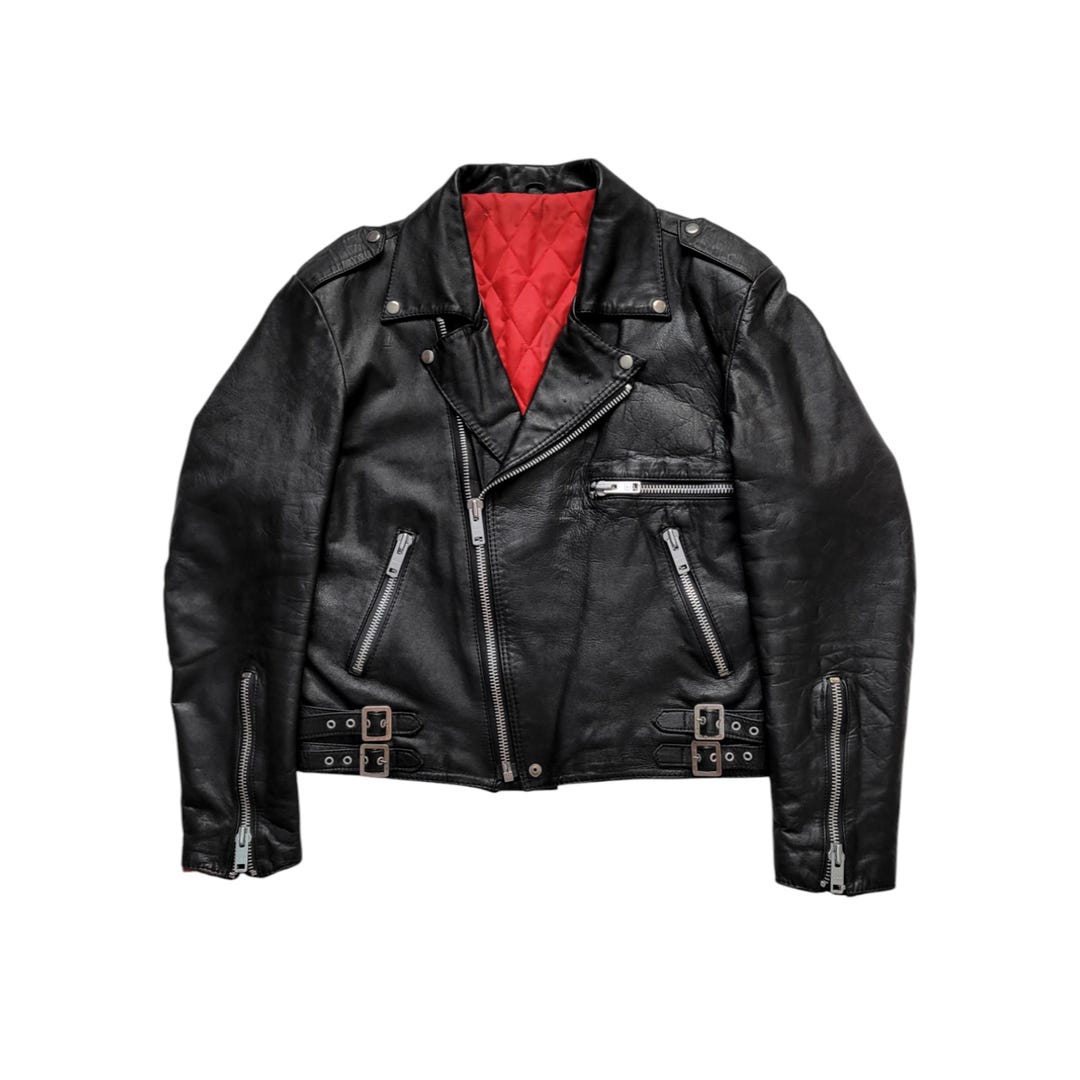 希少vintage 80s〜 England製leather jacket Original Rare Vintage 80s British Type Motorcycle Punk Leather