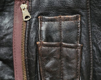 トップス 80s vintage G-1 B-9 leather jacket vest Original Rare Vintage 80s Avirex Type B-9 Old Leather Flight