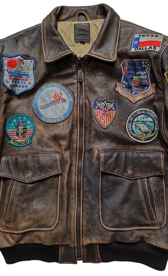 o*y様 80s A-2 real leather bomber jacket Original PONTIAC 80s Type A-2 Flight Pilot Heavy Leather