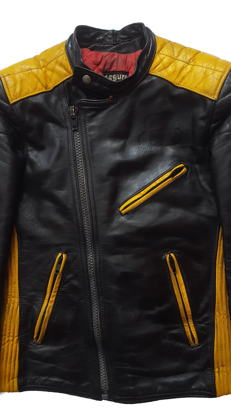 Very Rare Vintage 80s Segura Leather Cafe Racer / Rider Motorcycle Jacket Made In France 画像 2