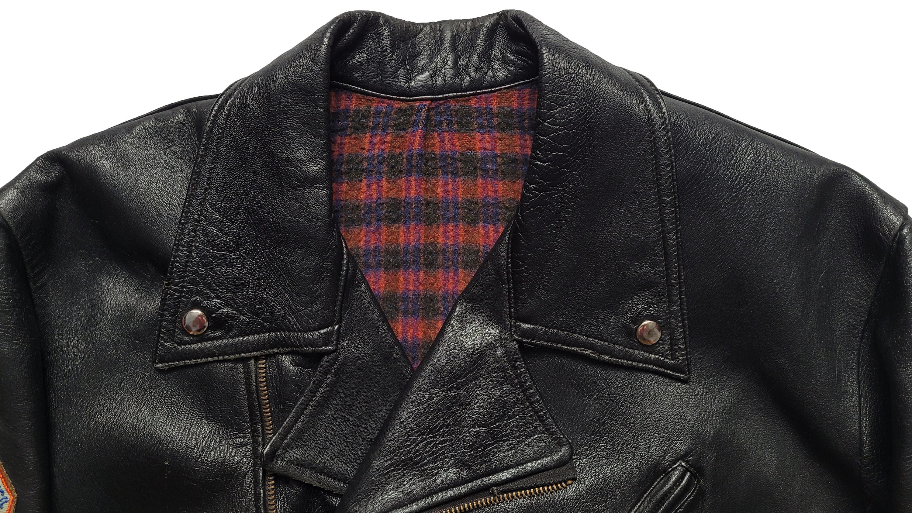 Original Rare Retro Vintage 60s French Motorcycle Patched Leather