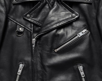 【汚れなし】RETRO SYNTHETIC LEATHER JACKET Original Rare Vintage 80s IXS Jofama Type Motorcycle Punk