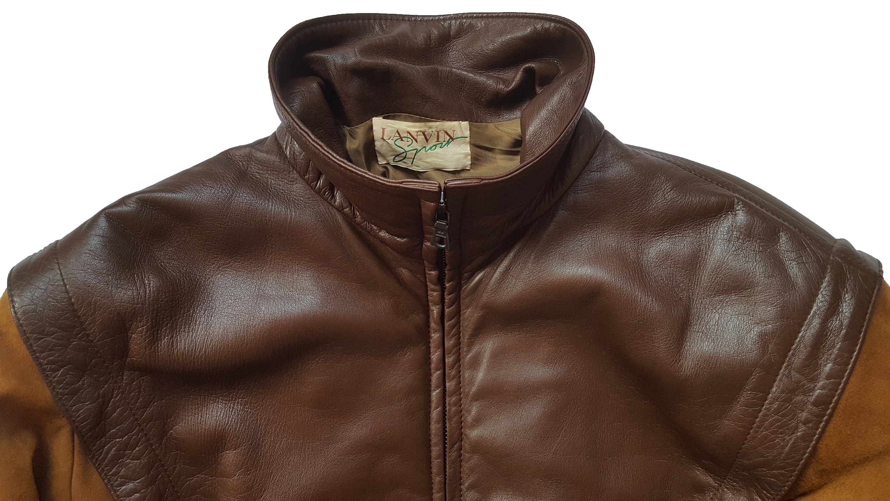 Original Rare Vintage 80s Lanvin Sport Suede & Leather Bomber 