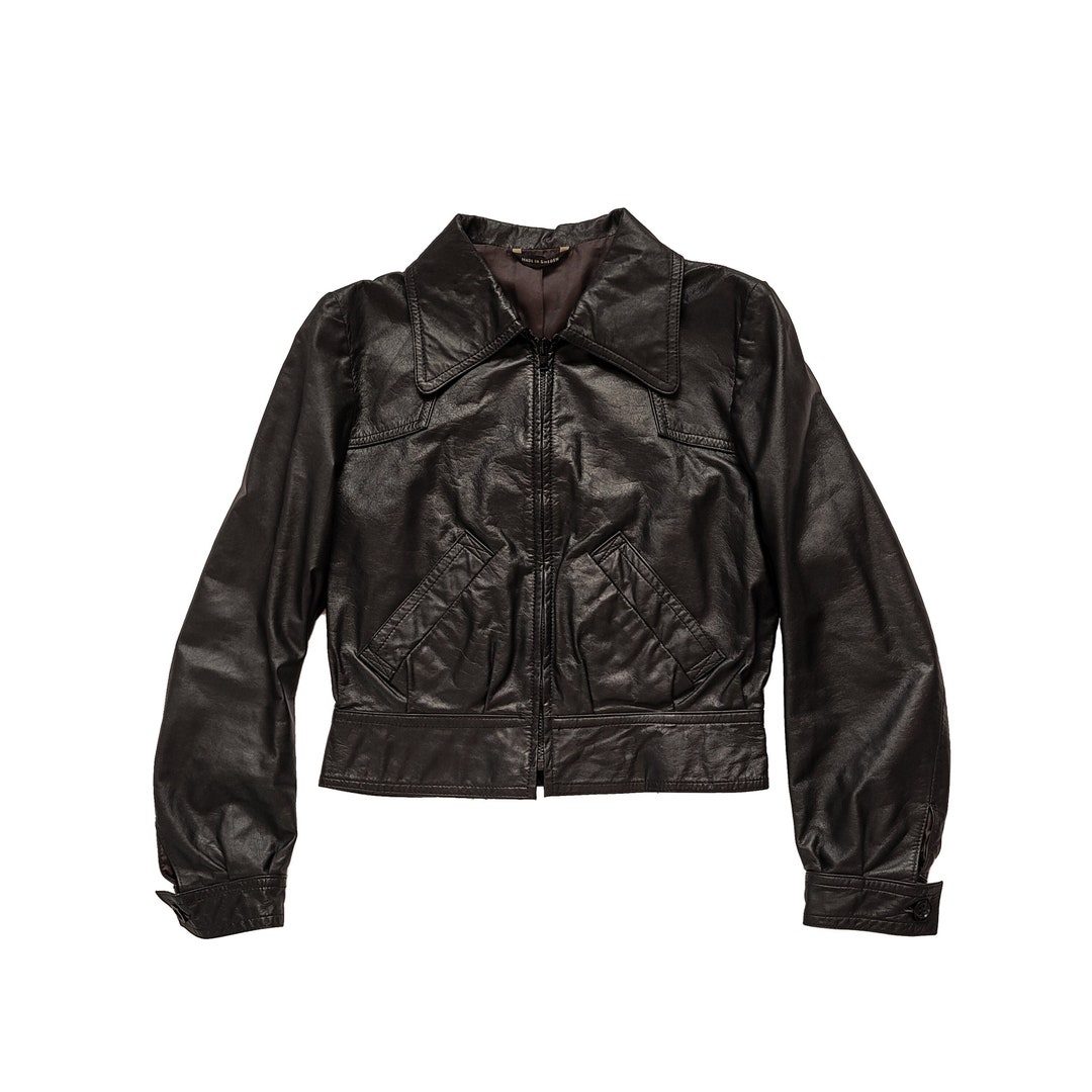 【 VINTAGE 】 SOHO Rib Leather Jacket SOHO Black Leather Moto Jacket - Etsy