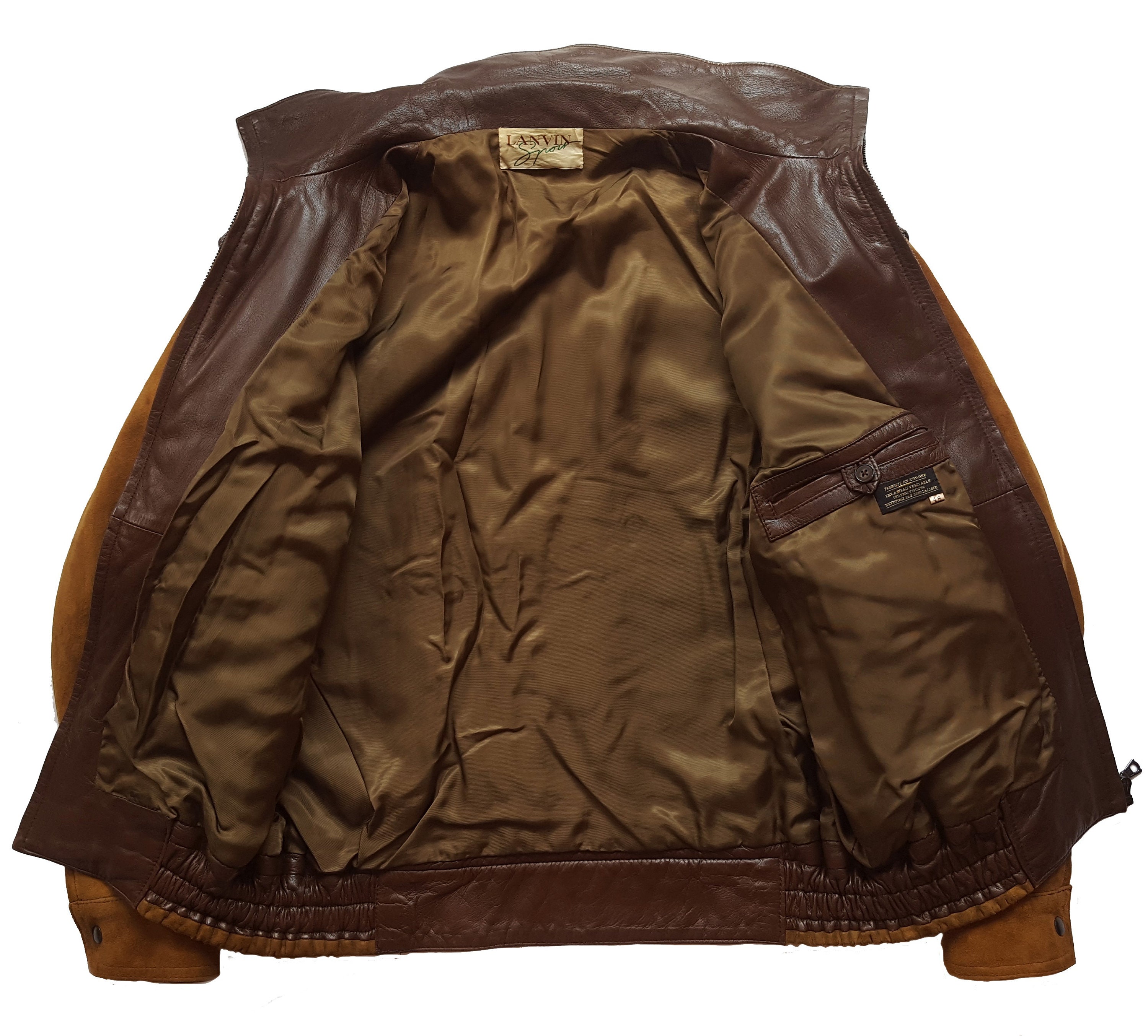Original Rare Vintage 80s Lanvin Sport Suede & Leather Bomber 