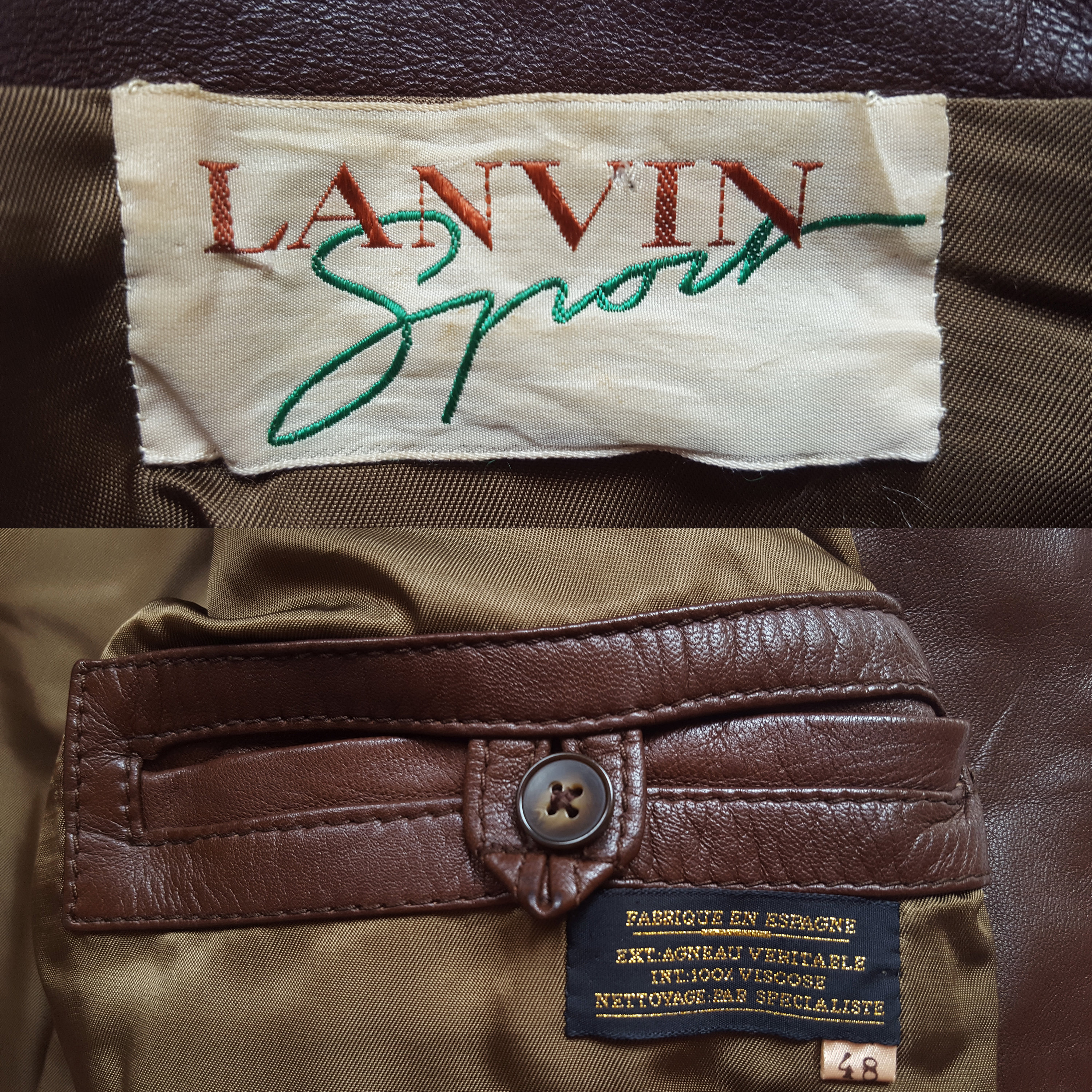 Original Rare Vintage 80s Lanvin Sport Suede & Leather Bomber 