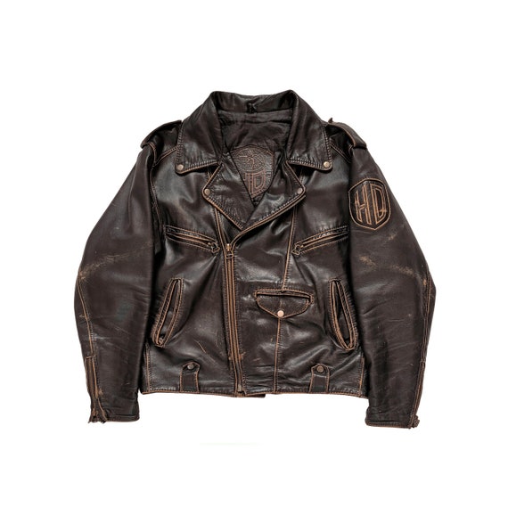 Rare Vintage 90s HD Custom Oversized Distressed Leather Motorcycle Jacket - Etsy Rare Vintage 90s HD Custom Oversized Distressed Leather Motorcycle Jacket - Etsy