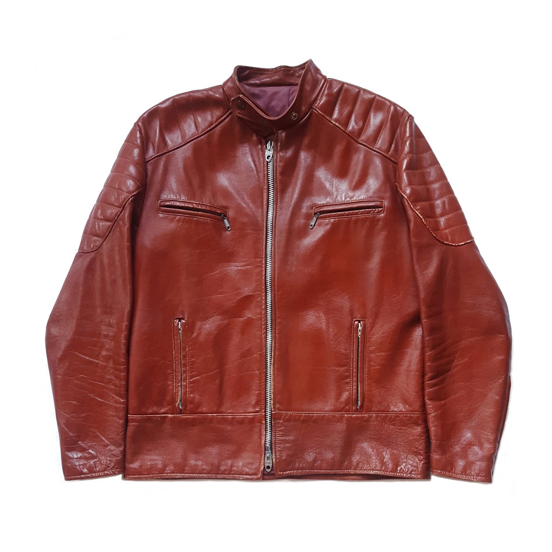Very Rare Vintage 70s Brimaco Leather Motorcycle Jacket / Cafe - Etsy
