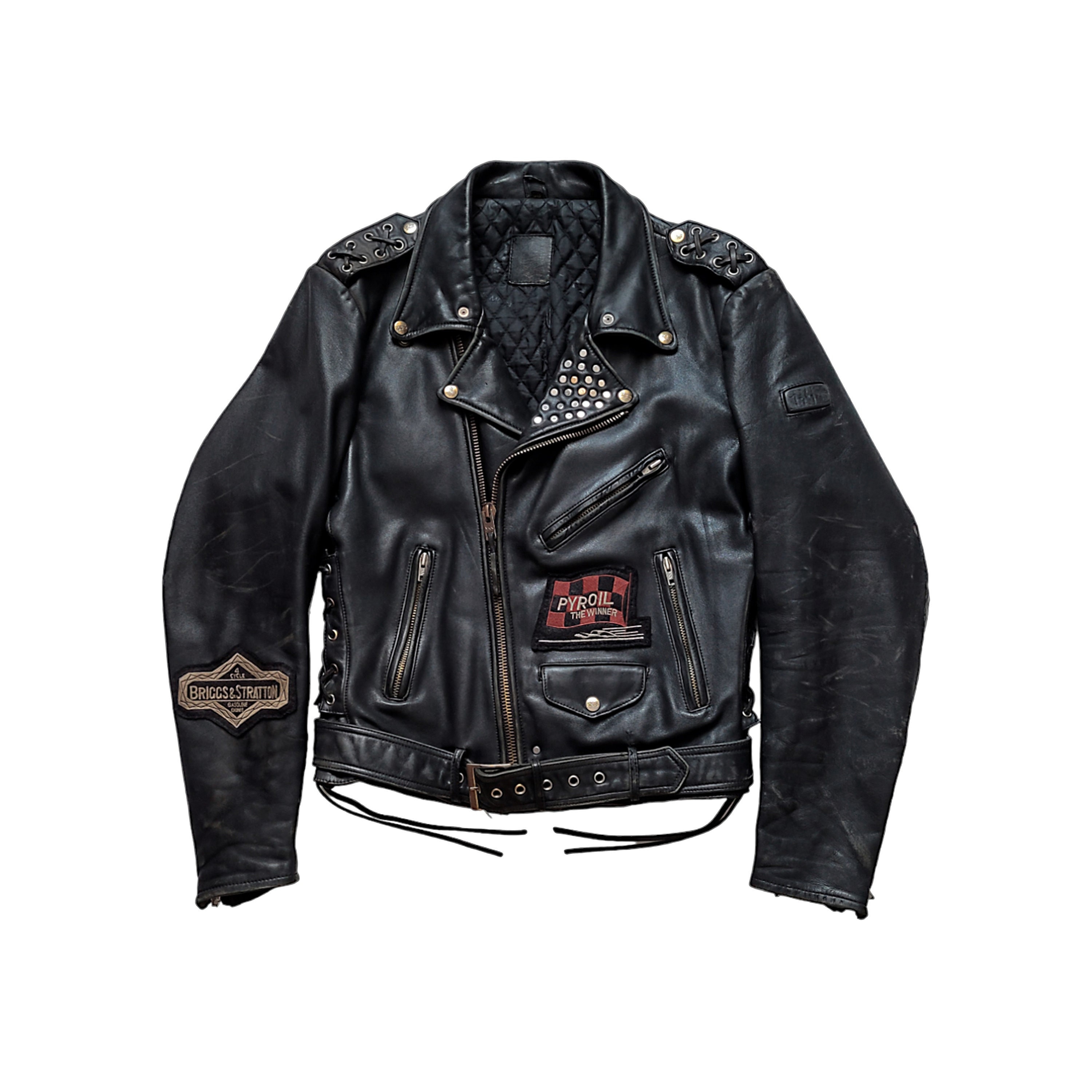 Original Rare Vintage 80s IXS Rollfast Indianapolis Custom Perfecto Type Distressed Leather Motorcycle Rider Jacket