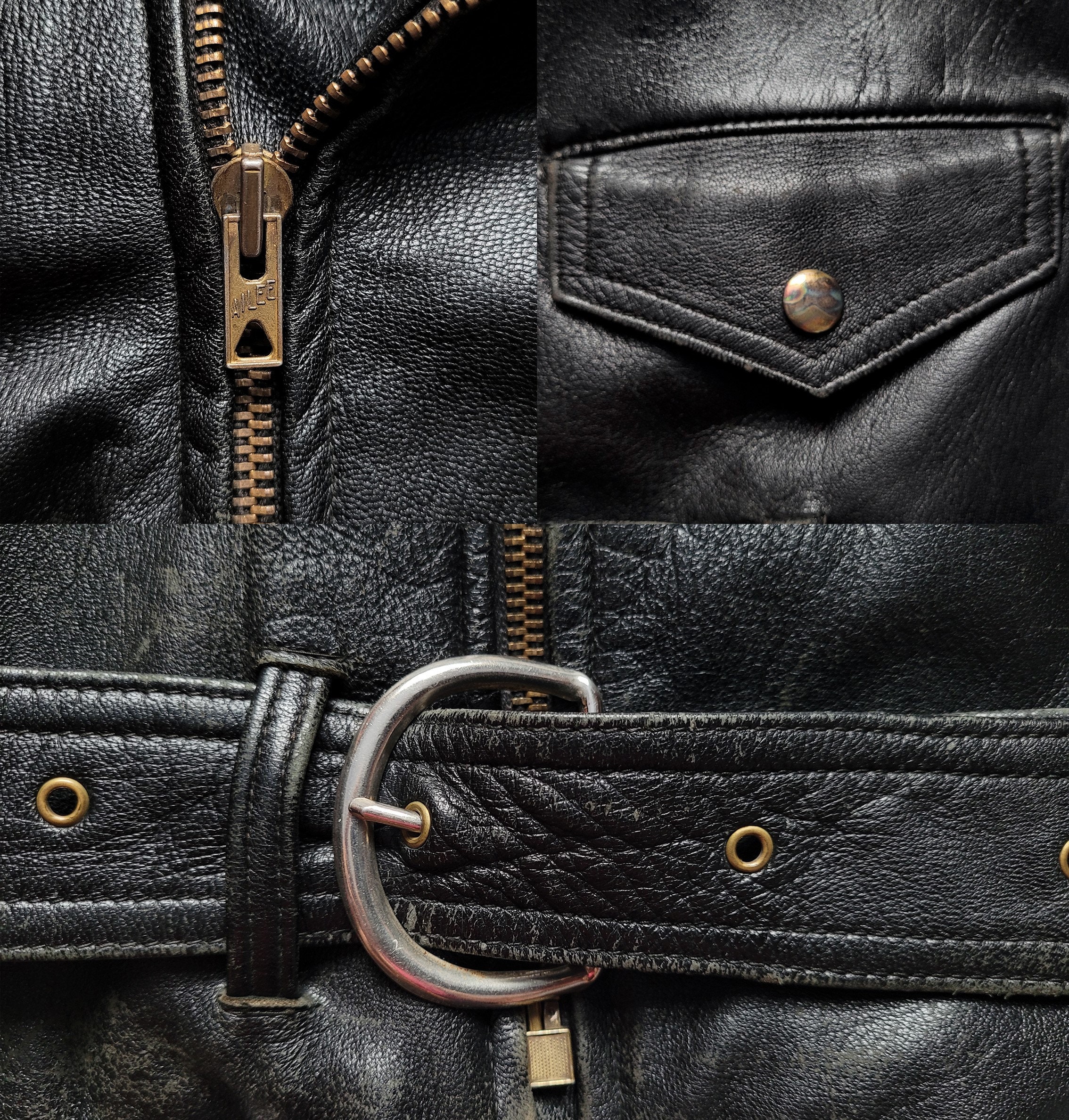 Original Rare Retro Vintage 60s French Motorcycle Patched Leather